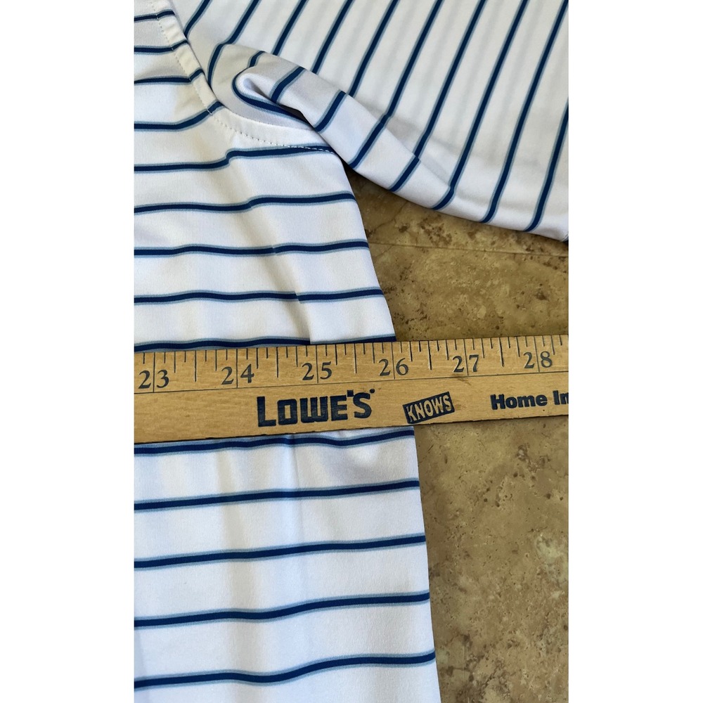 Peter Millar Summer Comfort Mens XXL Polo Shirt White Blue Striped Performance - Picture 7 of 7
